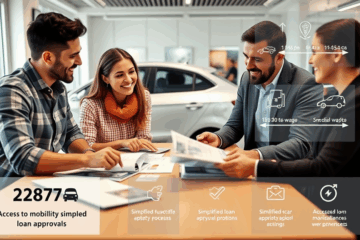 Bild eines Fahrzeugs mit Symbolen für unbürokratische Finanzierung