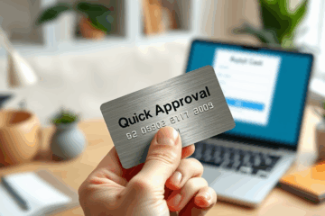 Eine Person nutzt eine schnell genehmigte Kreditkarte für Online-Käufe.