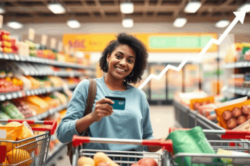 Kreditkarte auf einem Tisch mit Notizen zur Verbesserung der Bonität.