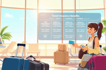 Ein Reisender genießt eine sorgenfreie Reise dank kostenloser Versicherungsleistungen.