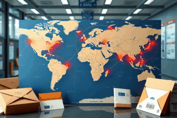 Bild einer Versandkarte für internationale Sendungen