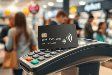 Bild einer kontaktlosen Chipkarte, die für Zahlungen verwendet wird.