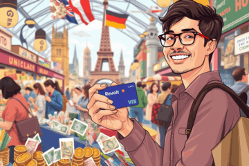 Die Revolut-Karte auf einem Tisch, ideal für internationale Einkäufe