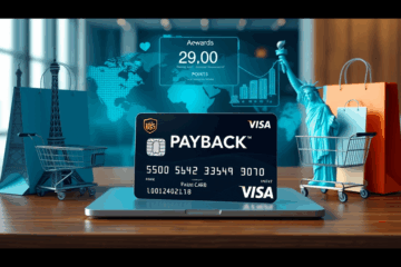 Abbildung der Payback Visa Karte mit Vorteilen und Prämien