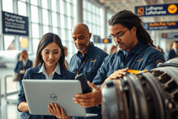 Eine Person, die sich auf eine Karriere bei Lufthansa in der Luftfahrt vorbereitet.