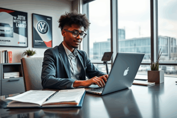 Ein junger Mensch bereitet sich auf Bewerbungen bei Volkswagen vor.