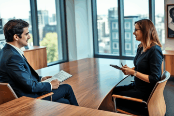 Ein Bewerber zeigt seine Fähigkeiten im Vorstellungsgespräch.